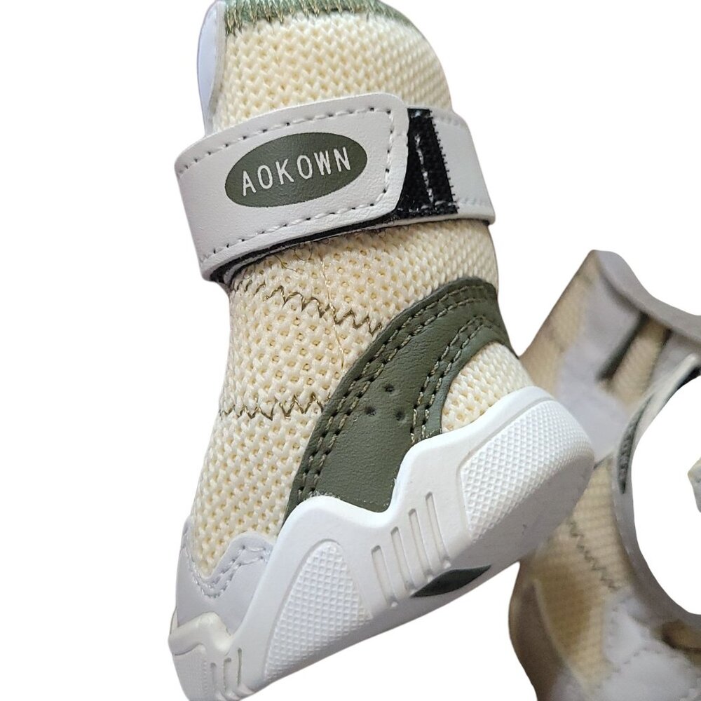 Aokown Breathable Dog Pet Shoes Anti-Slip Mesh Boots Beige & Green Durable Daily - Picture 2 of 11